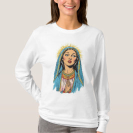 Retro Style Virgin Mary Women's Long Sleeve Tee T-shirt