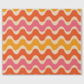 Retro Style Waves Pattern in roze, oranje en rood Cadeaupapier (Vlak)