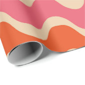 Retro Style Waves Pattern in roze, oranje en rood Cadeaupapier (Rol Hoek)