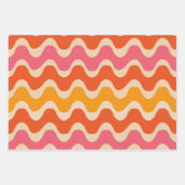 Retro Style Waves Pattern in roze, oranje en rood Inpakpapier Vel (Voorkant 3)