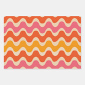 Retro Style Waves Pattern in roze, oranje en rood Inpakpapier Vel (Voorkant 2)