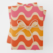 Retro Style Waves Pattern in roze, oranje en rood Inpakpapier Vel (In situ)