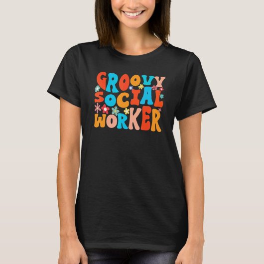 Retro Style Wavy Groovy Social Worker T-shirt (Voorkant)