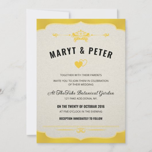 Retro Style Wedding Invitation Template Kaart (Voorkant)