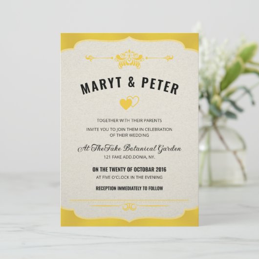 Retro Style Wedding Invitation Template Kaart (Staand voorkant)