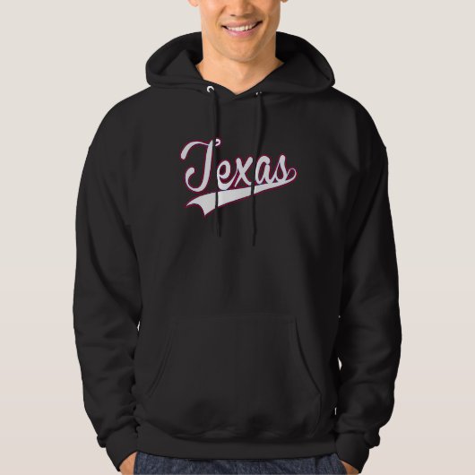 Retro Style White Color Letter Texas State Texas Hoodie (Voorkant)