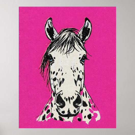 Retro Styled Leopard Appaloosa Horse Portrait Poster (Voorkant)