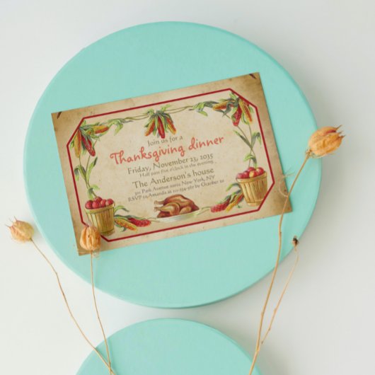 Retro Stylish Apples Thanksgiving Pumpkins Kaart