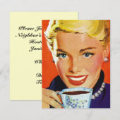 Retro Stylish Lady Coffee of Tea Social Invitation Kaart (Voorkant / Achterkant)