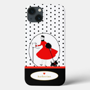Retro Stylish Lady Scottie Dog Case-Mate iPhone Case