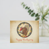 Retro Stylish Turkey and Grapes Happy Thanksgiving Feestdagenkaart (Staand voorkant)