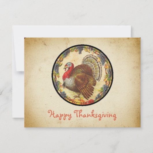 Retro Stylish Turkey and Grapes Happy Thanksgiving Feestdagenkaart (Voorkant)