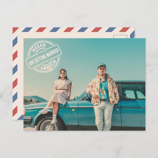  retro stylist foto bruiloft briefkaart (Voorkant / Achterkant)