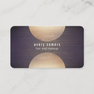 Retro Stylist Gold Cirkel en Hout Grain Kijk Hip Visitekaartje