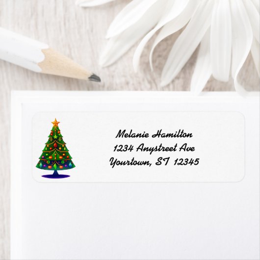 Retro Stylized Christmas Tree Etiket (Insitu)