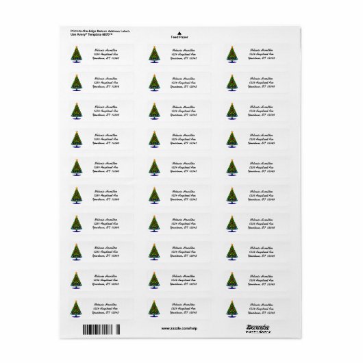 Retro Stylized Christmas Tree Etiket (Full Sheet)