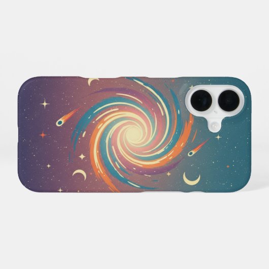 Retro Stylized Cosmic Cloud iPhone 16 Hoesje (Achterkant horizontaal)