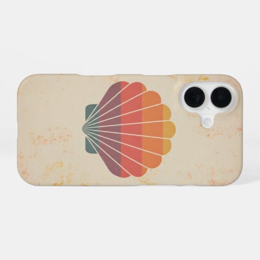 Retro Stylized Seashell iPhone 16 Hoesje (Achterkant horizontaal)