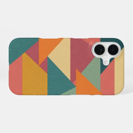 Retro Stylized Triangles and Blocks iPhone 16 Hoesje (Achterkant horizontaal)