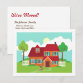 Retro Suburb Huis Nieuw Huis Adreswijziging Aankondigingskaart (Voorkant / Achterkant)