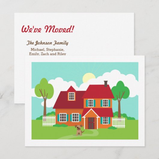 Retro Suburb Huis Nieuw Huis Adreswijziging Aankondigingskaart (Voorkant / Achterkant)