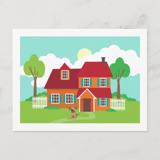 Retro Suburb Huis Nieuw Huis Adreswijziging Aankondigingskaart (Voorkant)