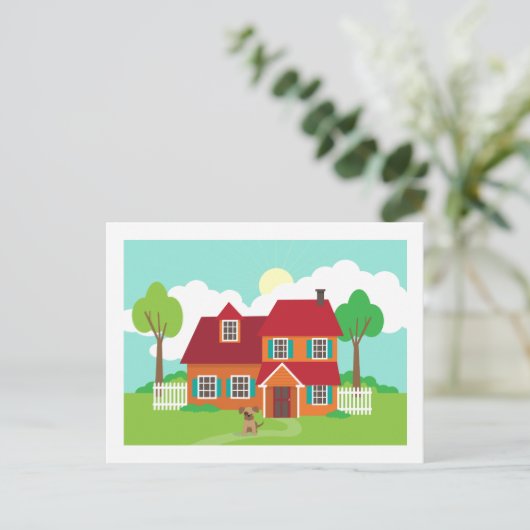 Retro Suburb Huis Nieuw Huis Adreswijziging Aankondigingskaart (Staand voorkant)