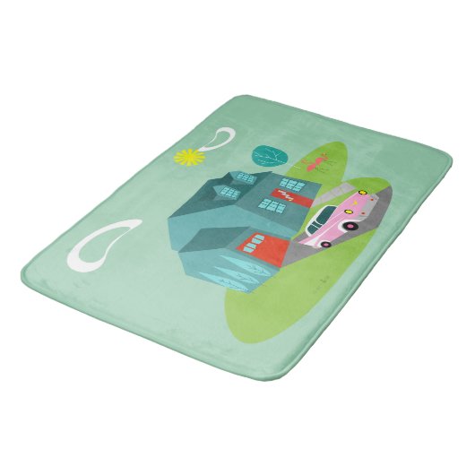 Retro Suburban House Bath Mat (Gekanteld)