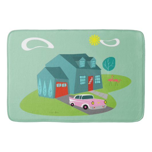 Retro Suburban House Bath Mat (Voorkant)