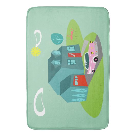 Retro Suburban House Bath Mat (Voorkant Verticaal)