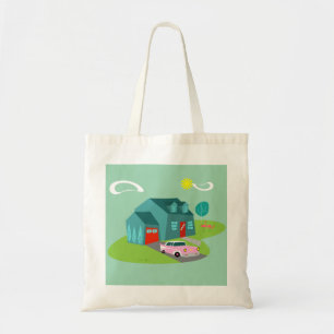 Retro Suburban House Canvas tas