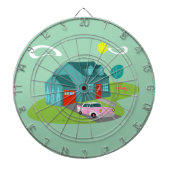 Retro Suburban House Dart Board Dartbord (Voorkant)