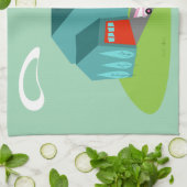 Retro Suburban House Keukenhanddoek (Gevouwen)