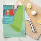 Retro Suburban House Keukenhanddoek (Quarter Fold)