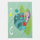 Retro Suburban House Keukenhanddoek (Verticaal)