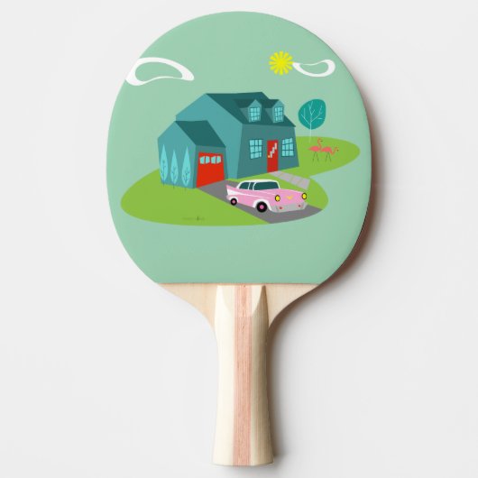 Retro Suburban House Ping Pong Paddle Tafeltennisbatje (Voorkant)