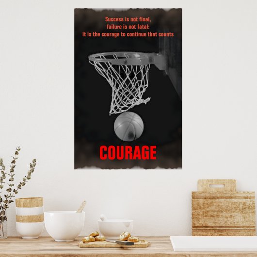 Retro Success Courage Basketball Inspirerend Poster (Keuken)