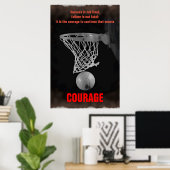 Retro Success Courage Basketball Inspirerend Poster (Thuiskantoor)