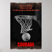 Retro Success Courage Basketball Inspirerend Poster (Voorkant)