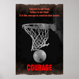 Retro Success Courage Basketball Inspirerend Poster