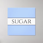 Retro SUGAR blauw wit omlijnde strepen Canvas Afdruk (Voorkant)