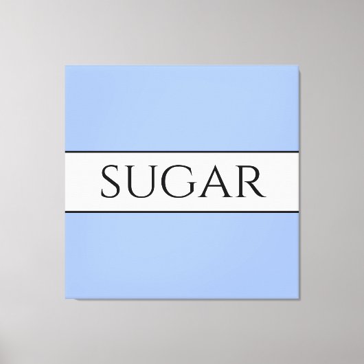 Retro SUGAR blauw wit omlijnde strepen Canvas Afdruk (Voorkant)