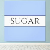 Retro SUGAR blauw wit omlijnde strepen Canvas Afdruk (Insitu (Houten vloer))