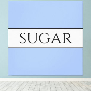 Retro SUGAR  blauw wit omlijnde strepen Canvas Afdruk