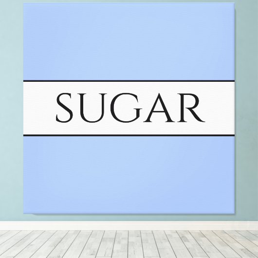 Retro SUGAR blauw wit omlijnde strepen Canvas Afdruk (Insitu (Houten vloer))