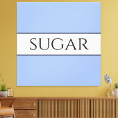 Retro SUGAR blauw wit omlijnde strepen Canvas Afdruk (Insitu (Woonkamer))