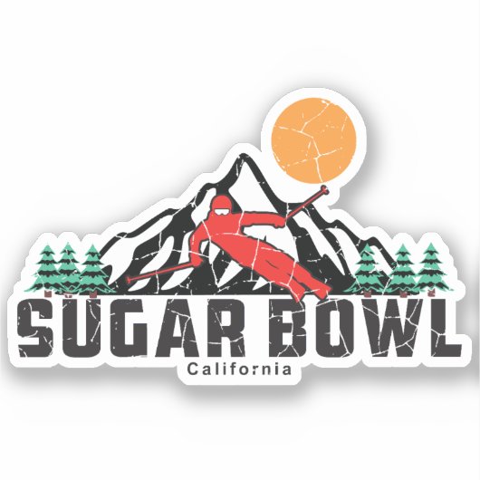 Retro Sugar Bowl Ski Sticker (Voorkant)
