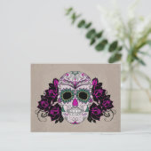 Retro Sugar Skull Briefkaart (Staand voorkant)