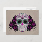 Retro Sugar Skull Briefkaart (Voorkant / Achterkant)