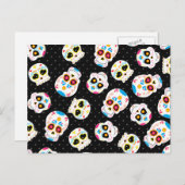 Retro Sugar Skull Briefkaart (Voorkant / Achterkant)